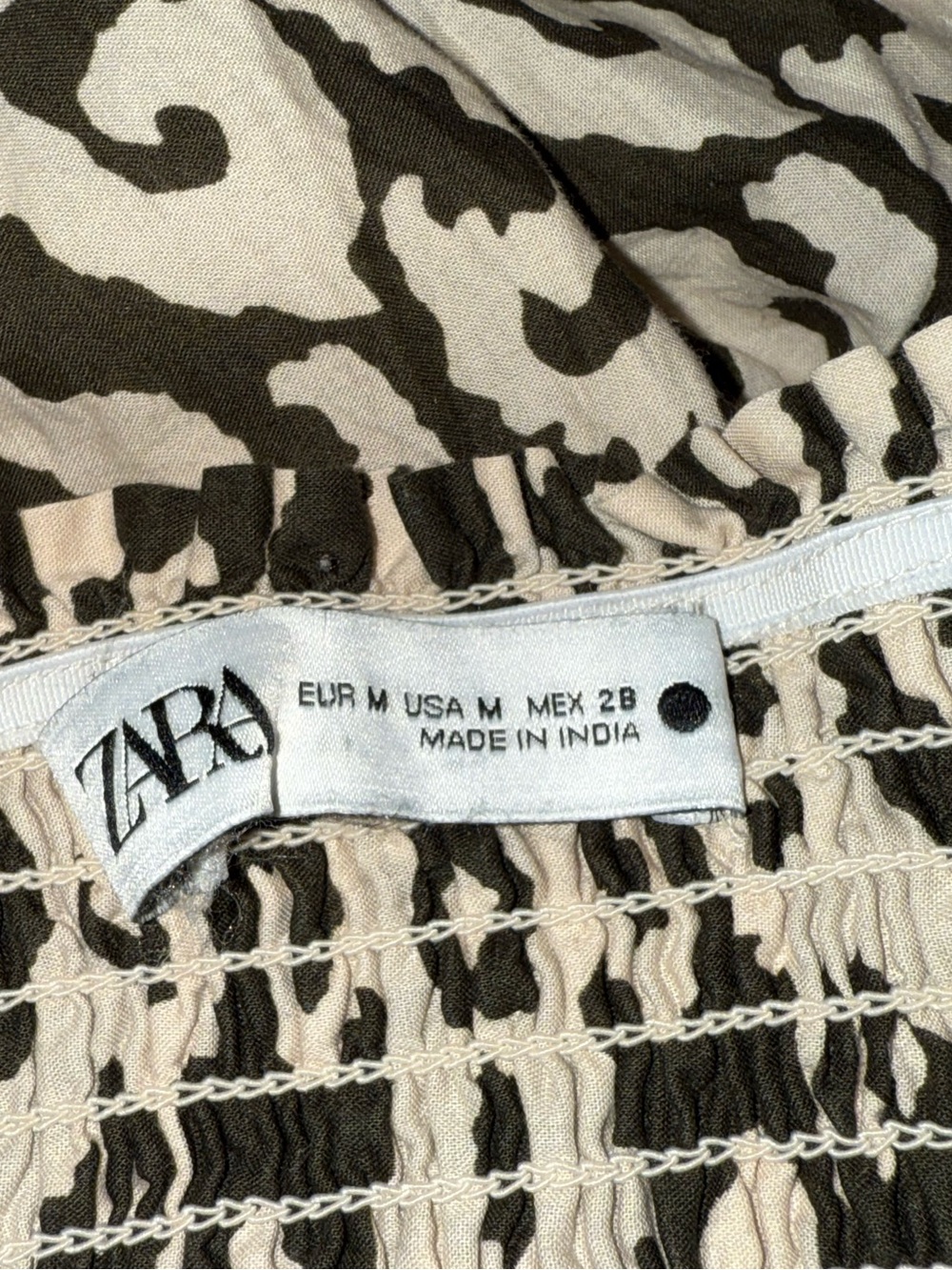 Zara Brown and Cream Ikat Smocked Maxi Skirt - Picture 3 of 5